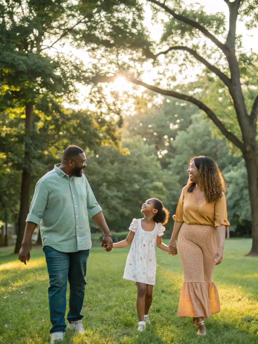 A family participating in a GV-organized outdoor activity, such as a walk or a gentle sports game, emphasizing the family-friendly and accessible nature of GV's programs.